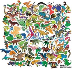 162pcs Dinosaur Stickers for Kids Boys, Cute Funny Waterproof Vinyl Cartoon