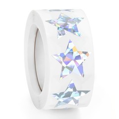 500 PCS Holographic Silver Star Stickers, 1 Inch Self~Adhesive Glitter