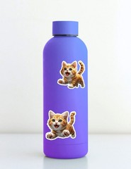 Orange Happy Cat Cut Vinyl Stickers Set Scrapbooking Laptop WaterBottle
