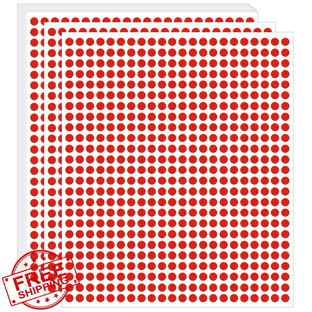 VeriPap 0.25in Dot Stickers Red 6600 PCS