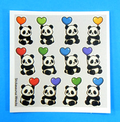 Pandas & Colorful Heart Balloons Mini Sticker Sheet