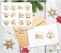 Jesus Faith Gold Foil Stickers,Bible Quote Gold Foil Stickers, Gift Labels 1.5 i