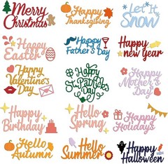 Durable 15-Piece Metal Cutting Words Dies for Celebrations & Special Events
