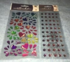 Lot Of 2 Sticko Colorful Heart Scrapbook Sticker Sparkly Valentine Stars Diamond