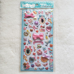 Rare Kawaii Sticker Sheet, Puffy 3D Alice in Wonderland Sticker with Rhinestone