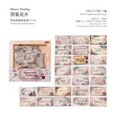 50Pcs Vintage Words Tag Stickers Journal Planner Scrapbooking Decorative Collage