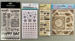 Large Lot of Neutrals Scrapbooking Stickers & Paper 30+ Pgs Paper Studio 112 Etc
