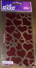 Sticko Red Hearts Metallic Sparkly Wedding Valentines Love Scrapbook Stickers