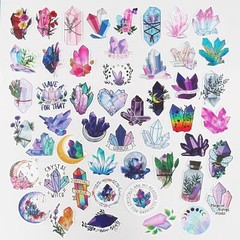 48pcs PVC Crystal Witch Sticker Bundle Schoolbooks Cards Junk Journal Phone More