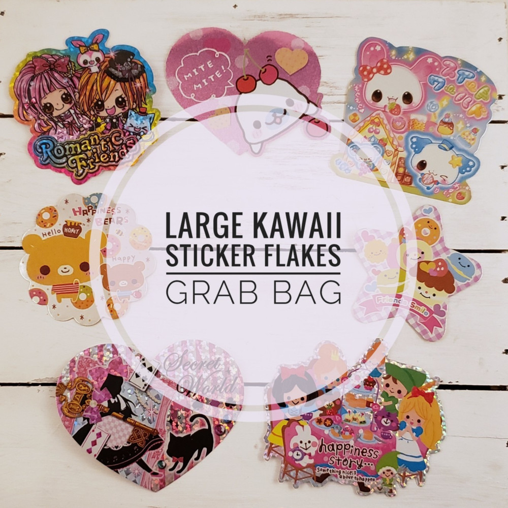LARGE Kawaii STICKER FLAKES Grab Bag – 3 Japanese Stickers $6 Limited Supply
