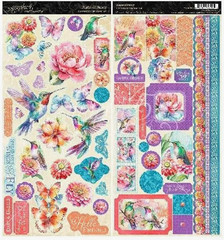 Graphic 45 Flight of Fancy Butterfly Flower Hummingbird Fly Cardstock Stickers