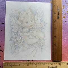 Vintage 80s 90s Pastel Heavenly Angel Kitten Santiago Stationery Paper Sheets