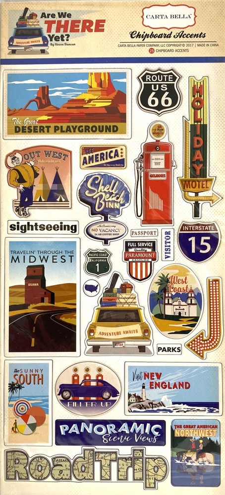 Carta Bella & Echo Park Chipboard Accents – 6″ x 13″ – Your Choice