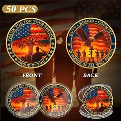 ASmileIndeep Military Challenge Coins – Thank You for Your Service Bulk Veter…