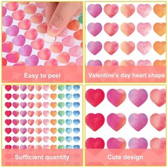 2400 Pcs Mini Love Heart Stickers Colorful Watercolor Heart Self-Adhesive Sticke