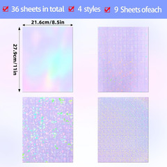 36 Sheets Holographic Laminate Sheets Clear Self Adhesive Sticker Paper | Transp