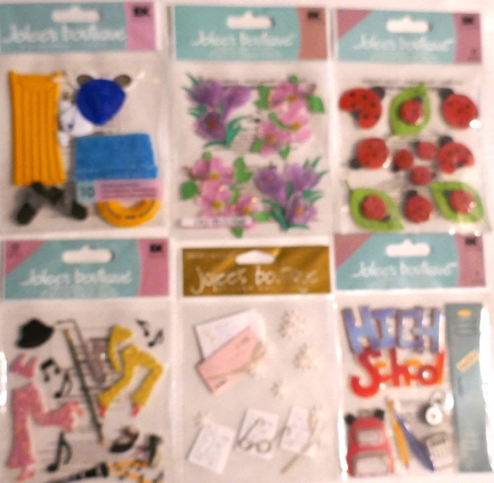 RARE /HTF 6 PACKS BY JOLEE’S ! LADY BUGS AND FLOWERS,SCHOOL,SUMMER 52 PCS