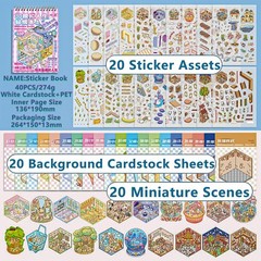 3D Sticker Spiral Book Activity – 20 DIY Scene Sets (1500+ Stickers) , Tweezers