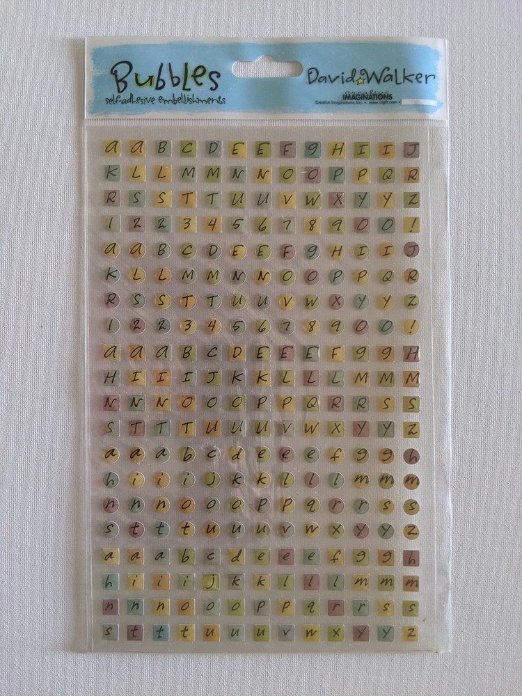 Creative Imaginations Letters Nos Square Round Bubble Dome David Walker Stickers