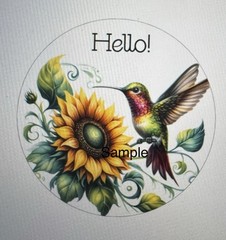 HELLO HUMMINGBIRD ENVELOPE LABELS STICKERS SEALS 1.5″ ROUND SUNFLOWER