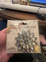 Hobby Lobby Craft Embellishments White w/ Yellow Floral Large 2.5″ 141283