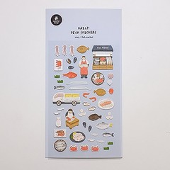 Fish Market Decorative Stickers Seafood Illustration for Journaling Scrapbook