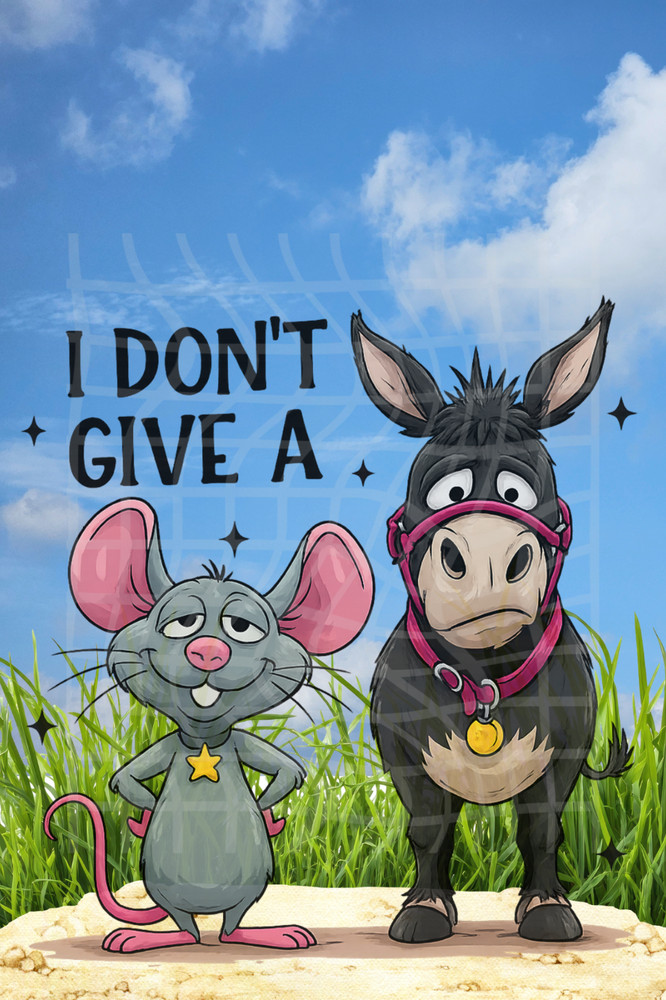 Funny Mouse & Donkey Postcard For Mail Junk Journal Scrapbook Card Making Topper