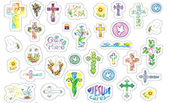 CHRISTIAN CROSS FAITH STICKERS SEALS 5 1/8″ x 8 1/2″ Sheet #72
