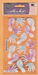 Sticko Baby Boy Stickers – Purple and Blue Handprints and Footprints – Free Ship