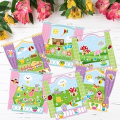12 Sets Spring Nature Flower Scene Sticker Outside the Window Craft Kit for K…