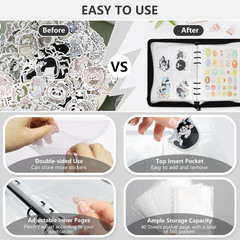 Sticker Storage Organizer Binder A5 Sticker Book Collecting Album Reusable Stick