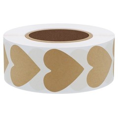 Hybsk Kraft Heart Stickers Valentine’s Day Crafting Scrapbooking 30mm Adhesive