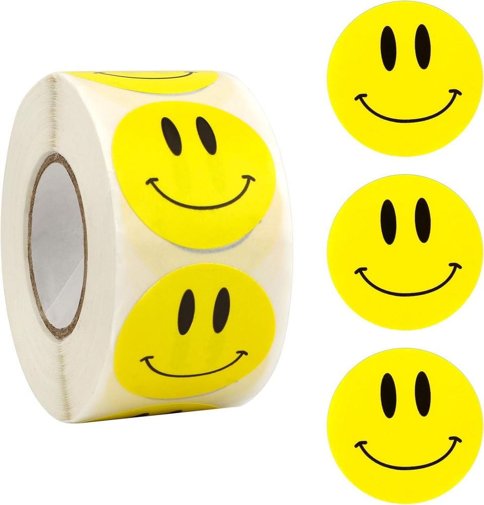 Smiley Face Stickers, 500PCS Happy Face Stickers, 1 Inch Yellow Happy Faces Deca