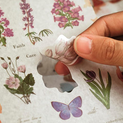 Flower Sticker for Journaling, 20 Sheets (150 Pieces) Translucent Washi Sticker