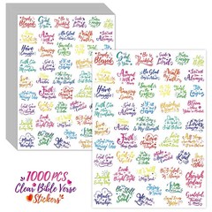 1000 PCS Bible Verse Stickers, Clear Inspirational Pray Stickers Encouraging Scr