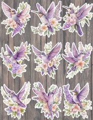 Purple Hummingbird Vinyl Die Cut Stickers Set Scrapbooking Laptop Waterbottle