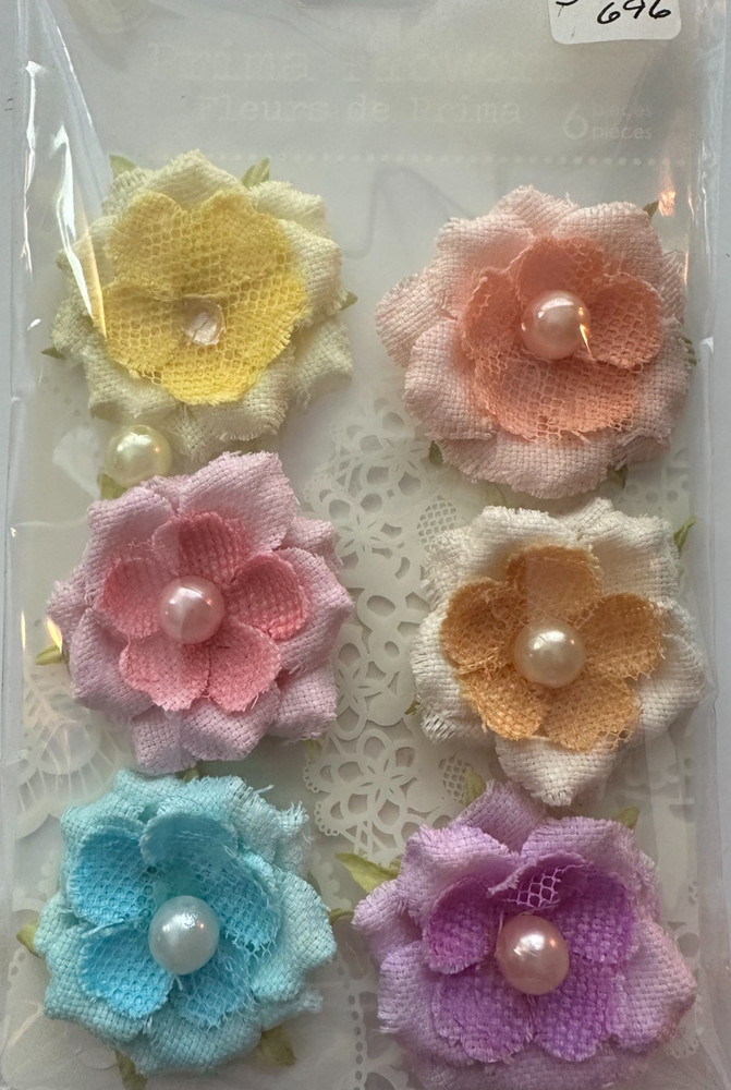 PRIMA FLOWERS LACE CROCHET, FABRIC, SATIN FOR SCRAPBOOKING WEDDINGS HAIR ECT…