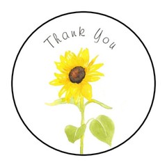 30 1.5″ THANK YOU SUNFLOWER WREATH FAVOR LABELS ROUND STICKERS ENVELOPE SEALS