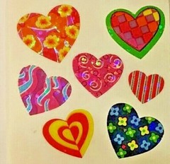 Sandylion Glitter sticker -Hearts Asst -1 strip (3 mod) -12210