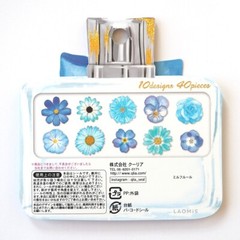 Q-Lia Japanese Gold Foil Flowers Stickers/Pack of 40/ Blue