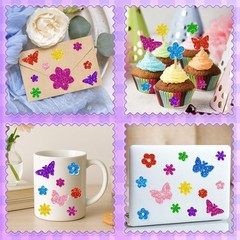 Self-Adhesive Glitter Foam Stickers – 512 PCS Spring Flower & Butterfly Set