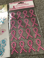 Breast Cancer Awareness Ribbon & Butterflies Stickers Bling Gemstone Design LOT