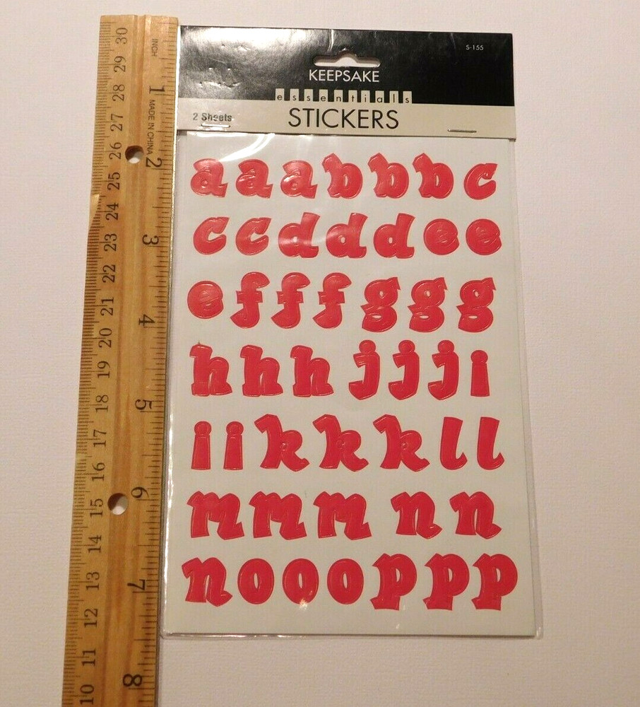 Keepsake Essentials Stickers Lot 2 Sheets Package ~ABC Red Lowercase Letters~