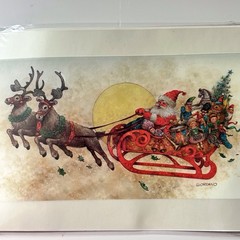 American Traditional Design Rub Ons Transfers Santa Sleigh Reindeer
