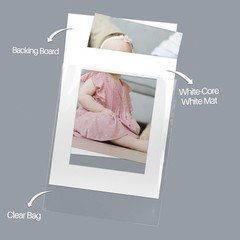 11×14 Picture Mats Acid Free Bevel Cut for 8×10 Photo – 50 Pack with Backing