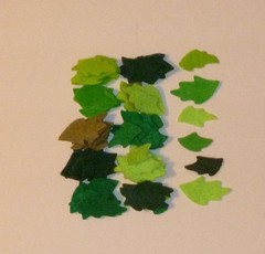 Green miniature leaves Felt Fabric die cut leaf 100