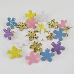 20 Pastel Funky Flower Brads 5 Clrs Paper Fasteners Scrapbooking Paper Crafting