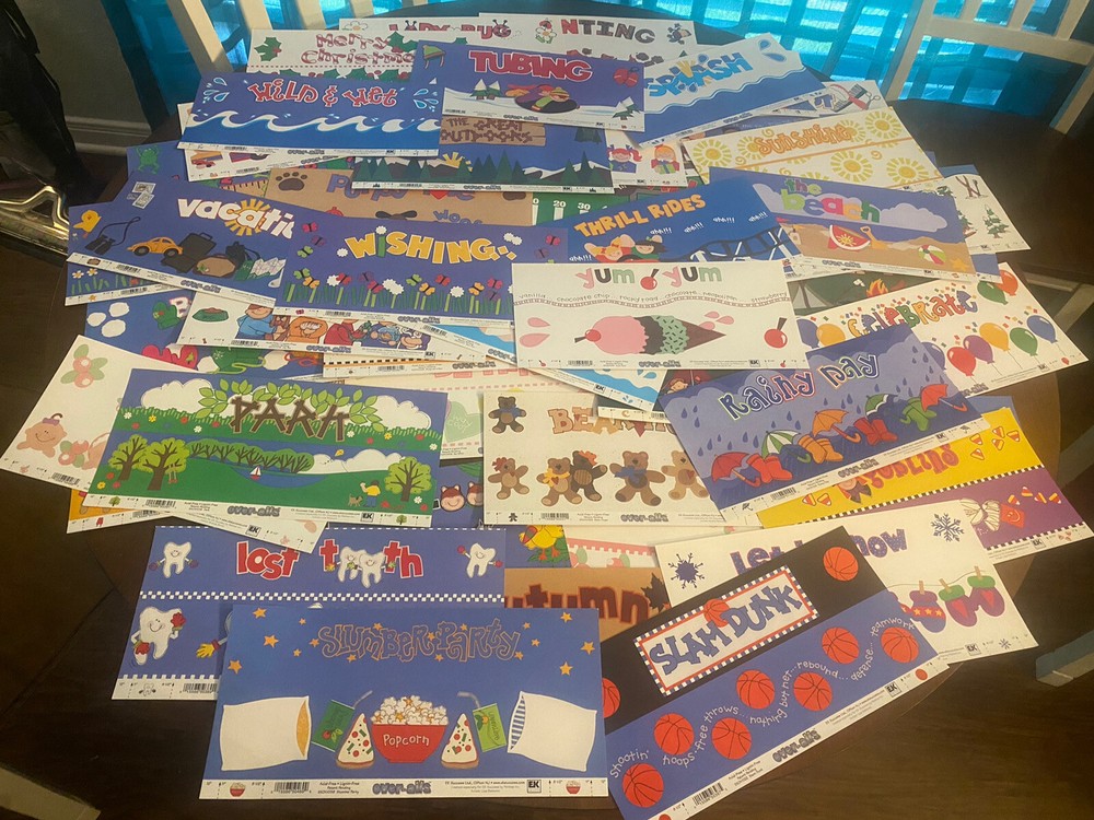 Huge Lot of 55 EK Success Over-alls Scrapbook Titles 12” X 5.25” Each Different
