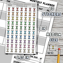 Hourglass Stickers, Mini Icon Reminder Planner stickers, Journals, Scrapbooks