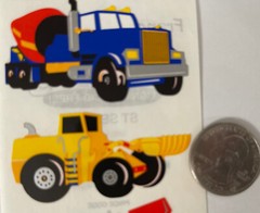 TRUCKS Stickers(3pc)Frances Meyer •Construction•Front Loader•Dump-Truck •Cement